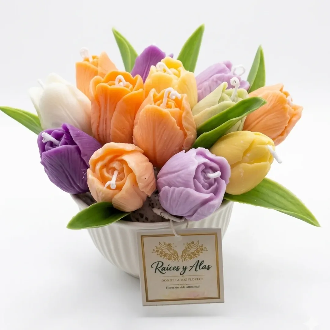 Ramo Armonía en Flor — flores de vela artesanal