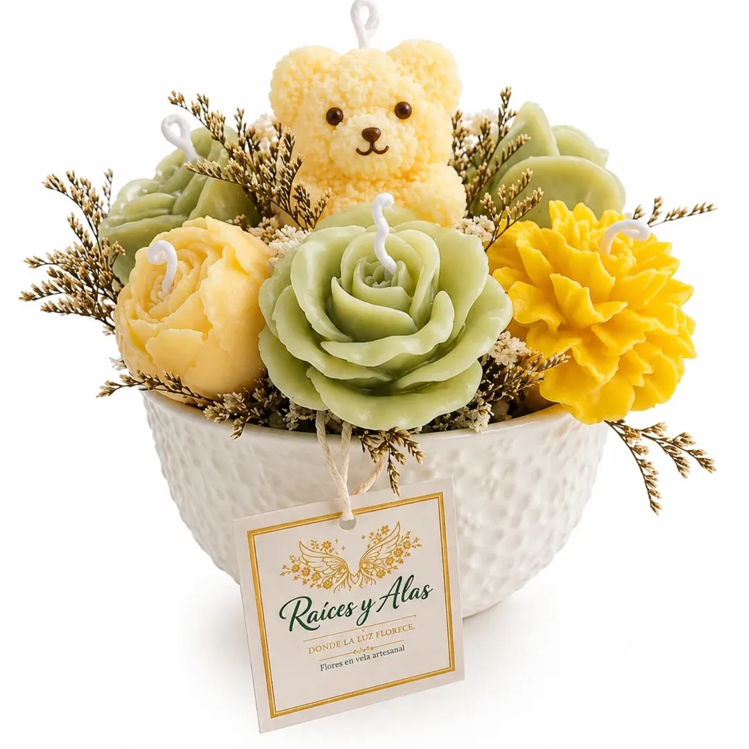 Ramo Luz que Abraza — flores de vela artesanal